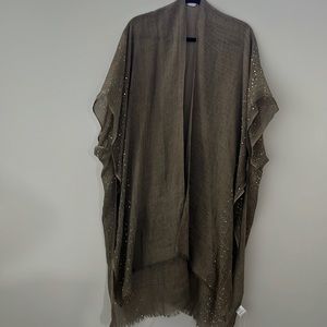NEW! Kimono with Sequin Accents. Dark Tan. Size OS